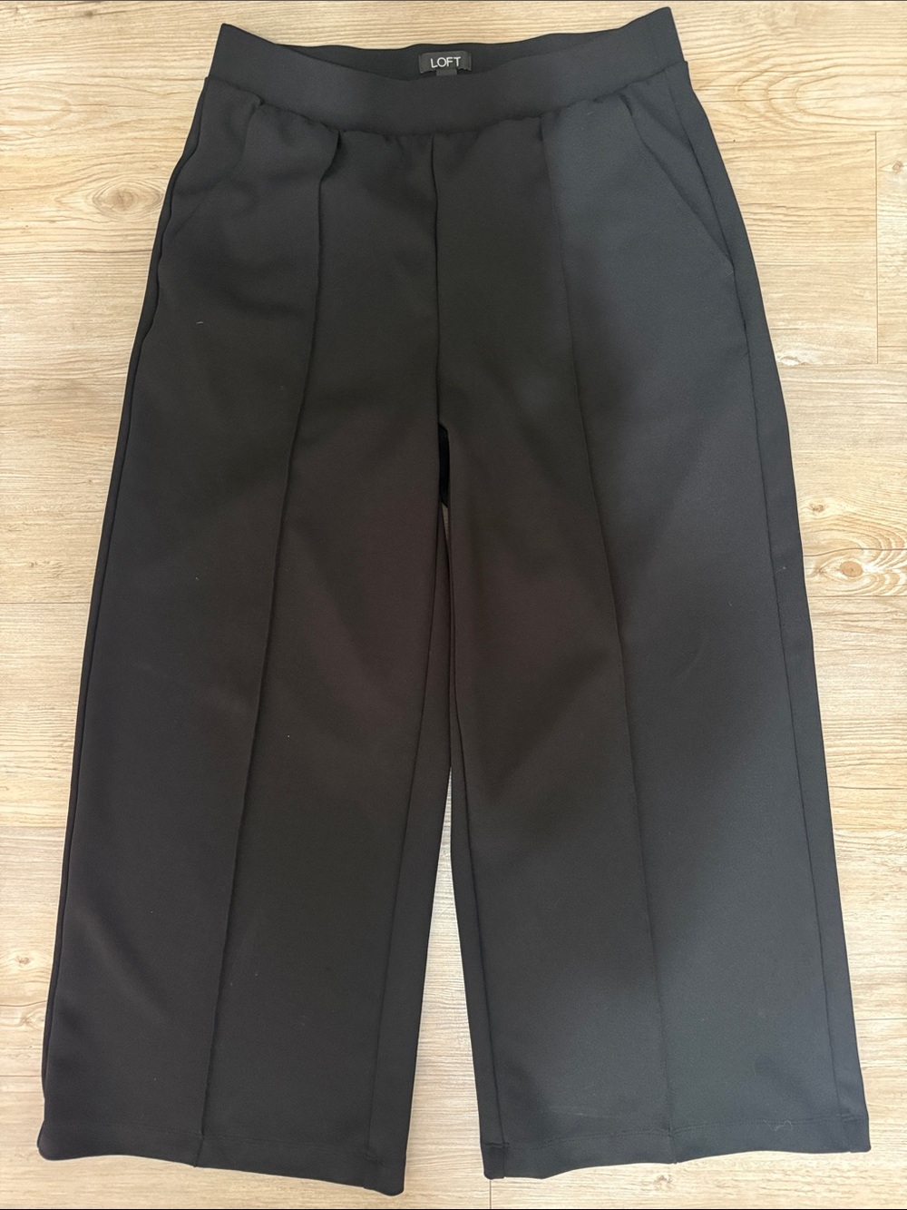 LOFT Men's Black Wide-Leg Pleated Dress Pants